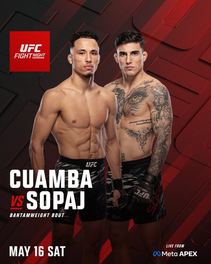Bantamweight – Timothy Cuamba vs Bernardo Sopaj — Sáb 16/05/2026 — 19:00