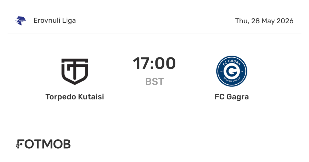 Torpedo Kutaisi vs Gagra | 28 de mayo de 2026 | Liga georgia | 11:00