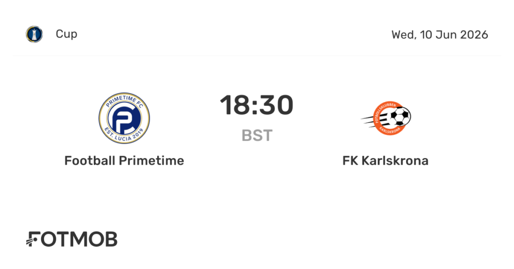 Football Primetime vs Karlskrona | 10 de Junio de 2026 | Copa suecia | 12:30