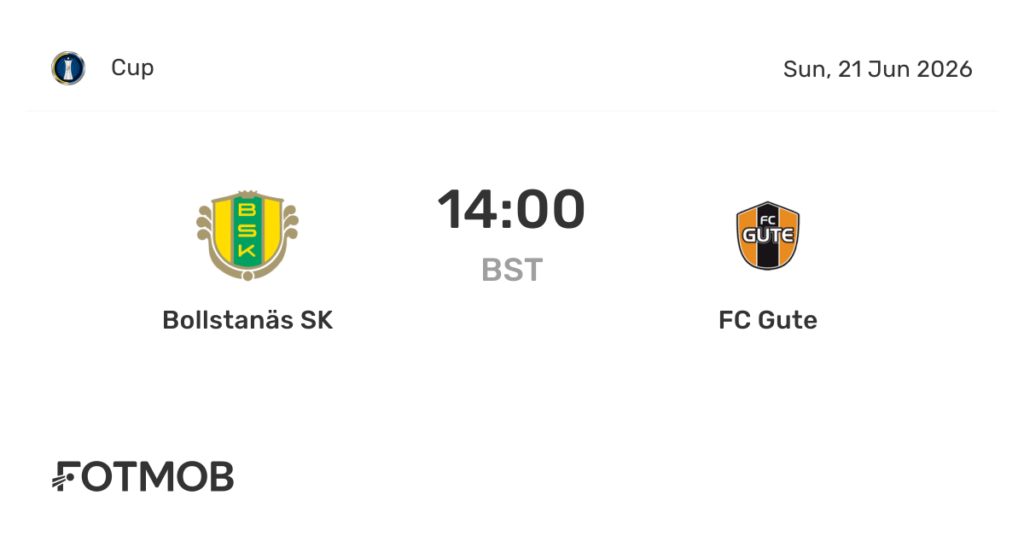 Bollstanäs vs Gute | 21 de Junio de 2026 | Copa suecia | 08:00