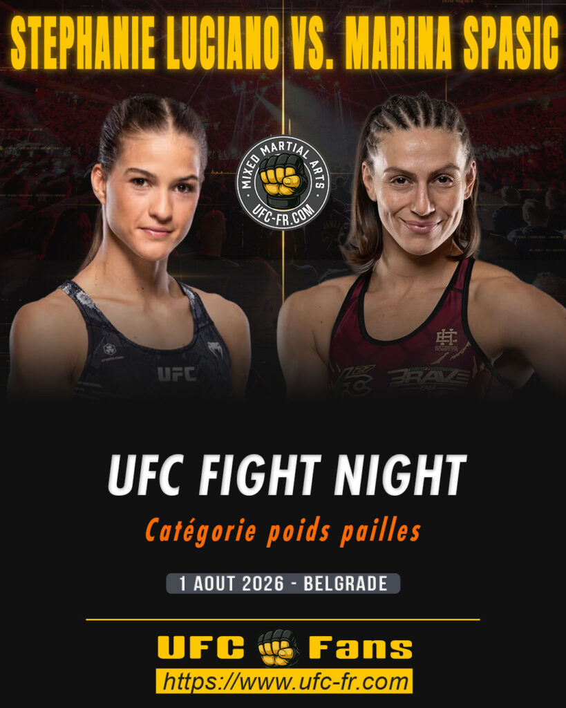 🔥 Strawweight – Marina Spasić vs Stephanie Luciano — 🗓 Sáb 01/08/2026 — ⏰ 09:00 aprox.