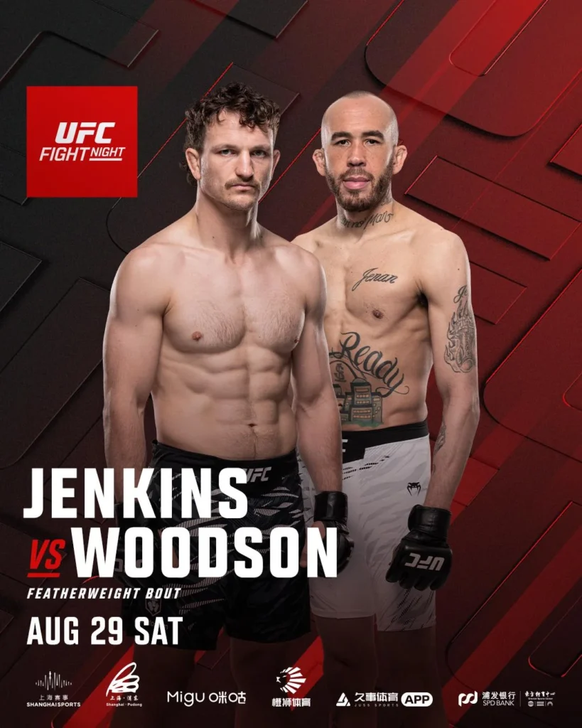 🔥 Featherweight – Jack Jenkins vs Sean Woodson — 🗓 Sáb 29/08/2026 — ⏰ 02:00