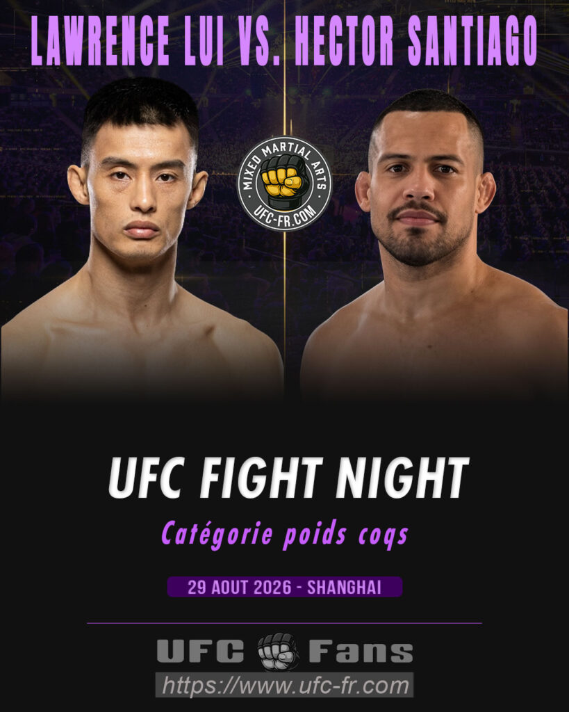 Bantamweight – Lawrence Lui vs Hector Santiago — 🗓 Sáb 29/08/2026 — ⏰ 02:00