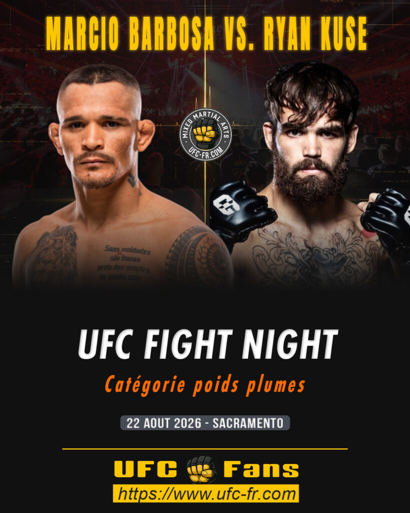 Featherweight – Márcio Barbosa vs Ryan Kuse — 🗓 Sáb 22/08/2026 — ⏰ 16:00