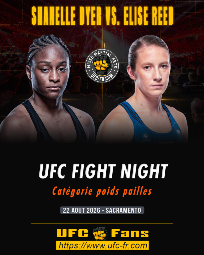 Strawweight – Shanelle Dyer vs Elise Reed — 🗓 Sáb 22/08/2026 — ⏰ 16:00