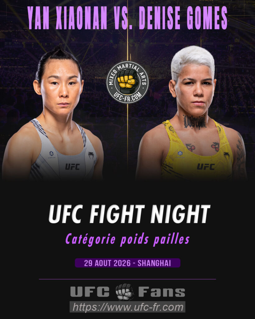 🔥 Strawweight – Xiaonan Yan vs Denise Gomes — 🗓 Sáb 29/08/2026 — ⏰ 05:00