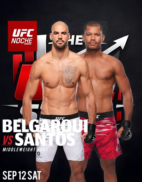Middleweight – Yousri Belgaroui vs Djorden Santos — 🗓 Sáb 12/09/2026 — ⏰ 13:00