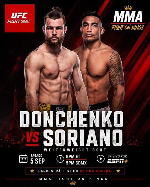 🔥 Welterweight – Daniil Donchenko vs Punahele Soriano — 🗓 Sáb 05/09/2026 — ⏰ 14:00