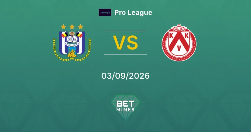Anderlecht vs Kortrijk | 03 de Septiembre de 2026 | Liga belga | 13:30