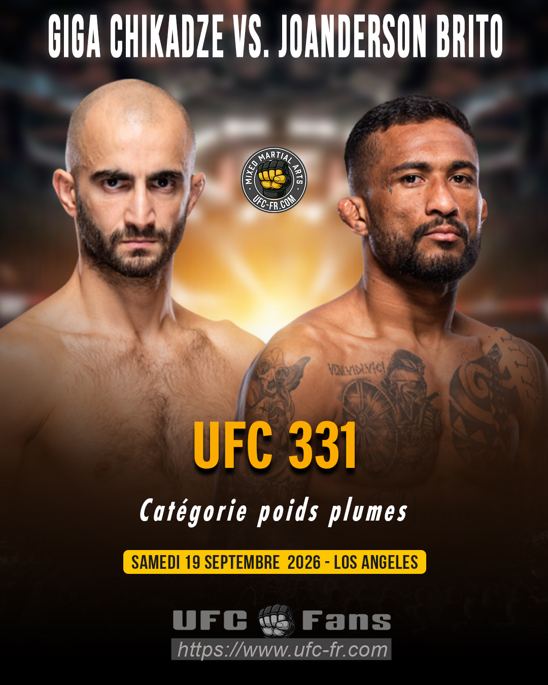 🔥 Featherweight — Giga Chikadze vs Joanderson Brito — ⏰ 16:00 aprox. 🔥