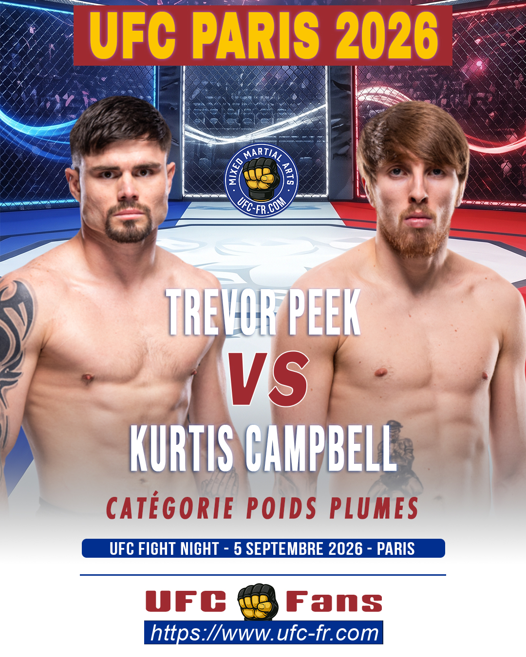Featherweight – Kurtis Campbell vs Trevor Peek — 🗓 Sáb 05/09/2026 — ⏰ 11:00