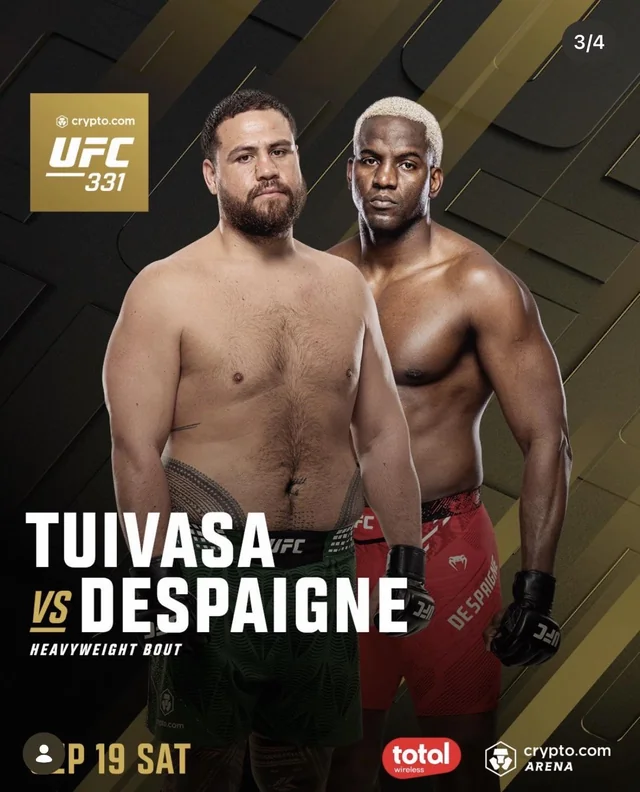 🔥 Heavyweight — Tai Tuivasa vs Robelis Despaigne — ⏰ 18:30 aprox. 🔥💥