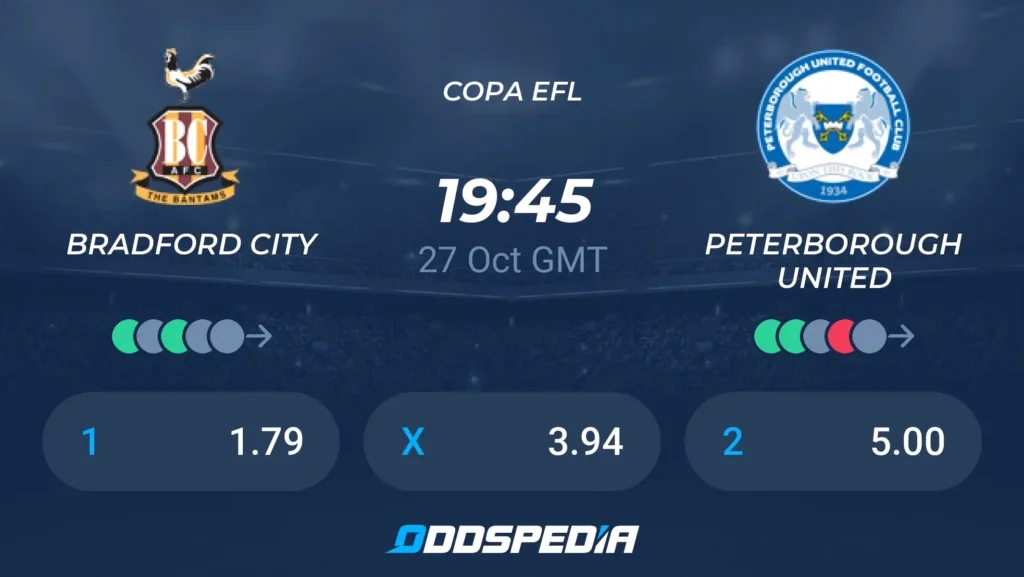 Bradford City vs Peterborough United | 27 de Octubre de 2026 | EFL Cup | 14:45