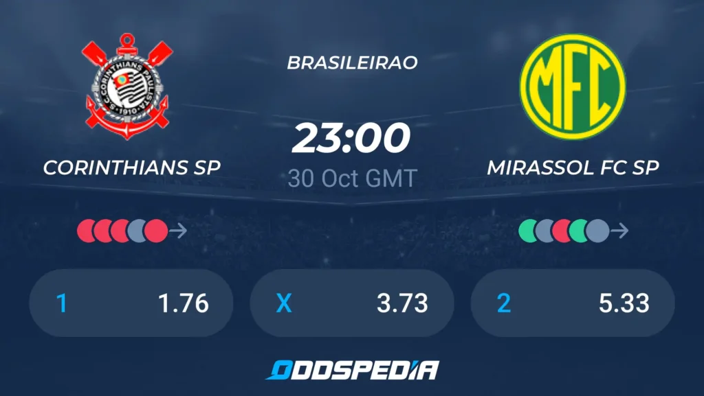 Corinthians vs Mirassol FC | 30 de Octubre de 2026 | Serie a betano | 18:00