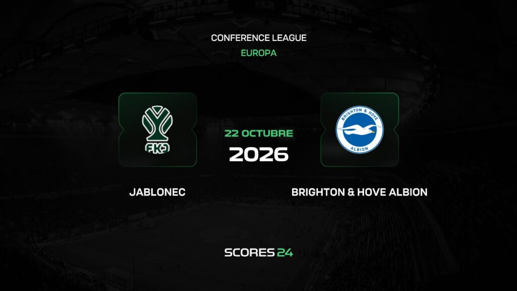 Jablonec vs Brighton &amp; Hove Albion | 22 de Octubre de 2026 | Conference League | 11:45
