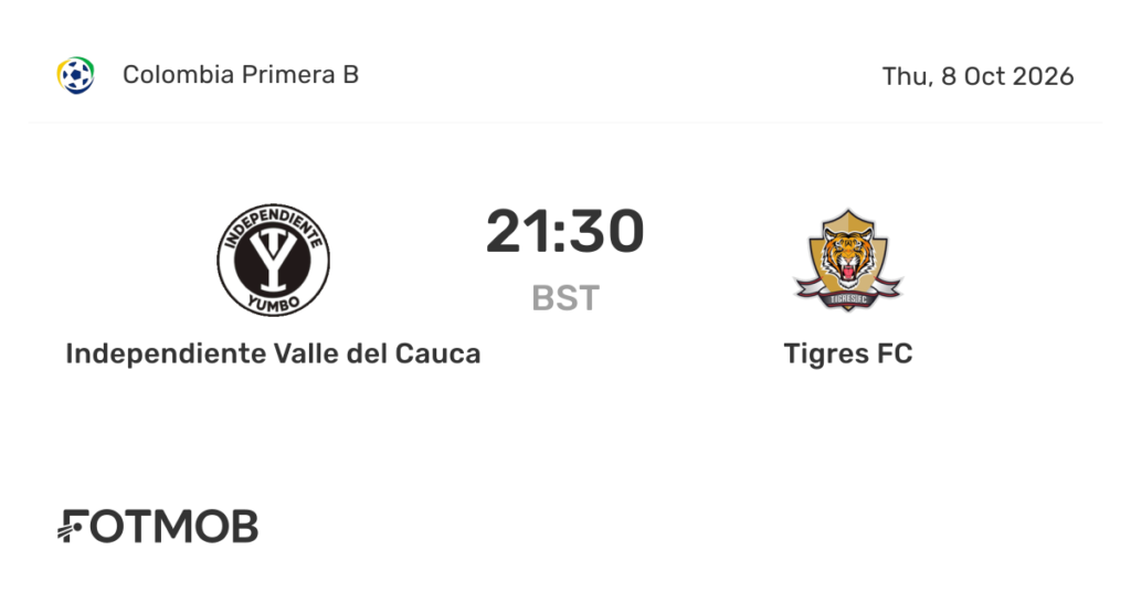 Independiente Valle Cauca vs Tigres FC | 08 de Octubre de 2026 | Clausura primera b colombia | 15:30