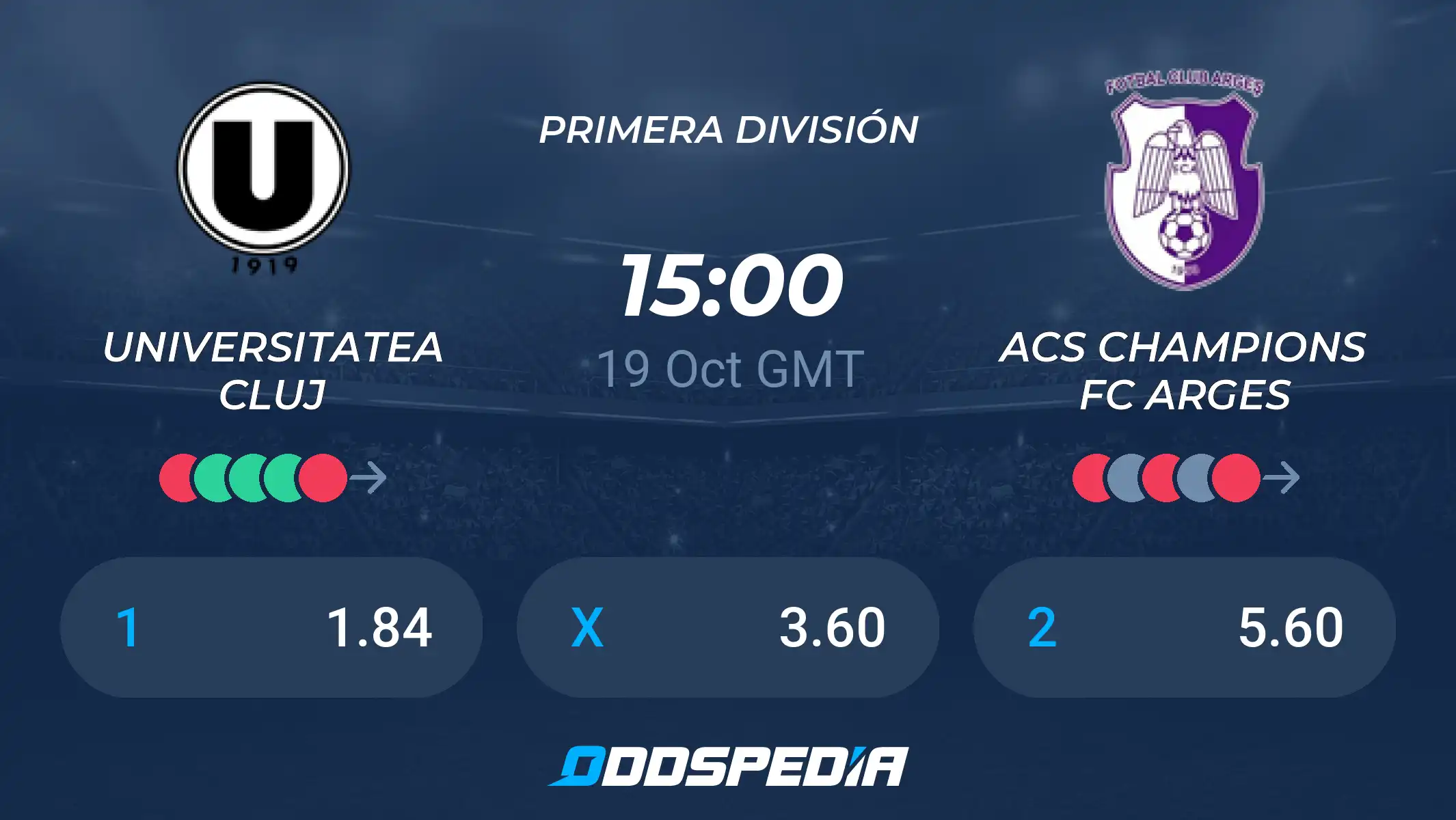 Universitatea Cluj vs FC Arges | 19 de Octubre de 2026 | Liga rumana | 10:00